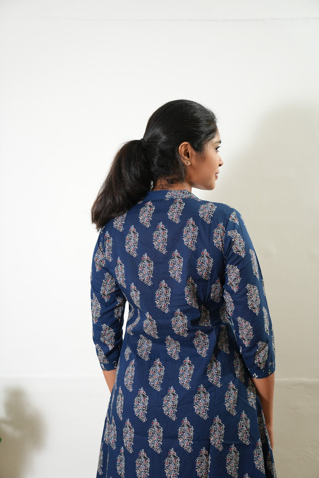 Indigo overcoat cotton midi dress