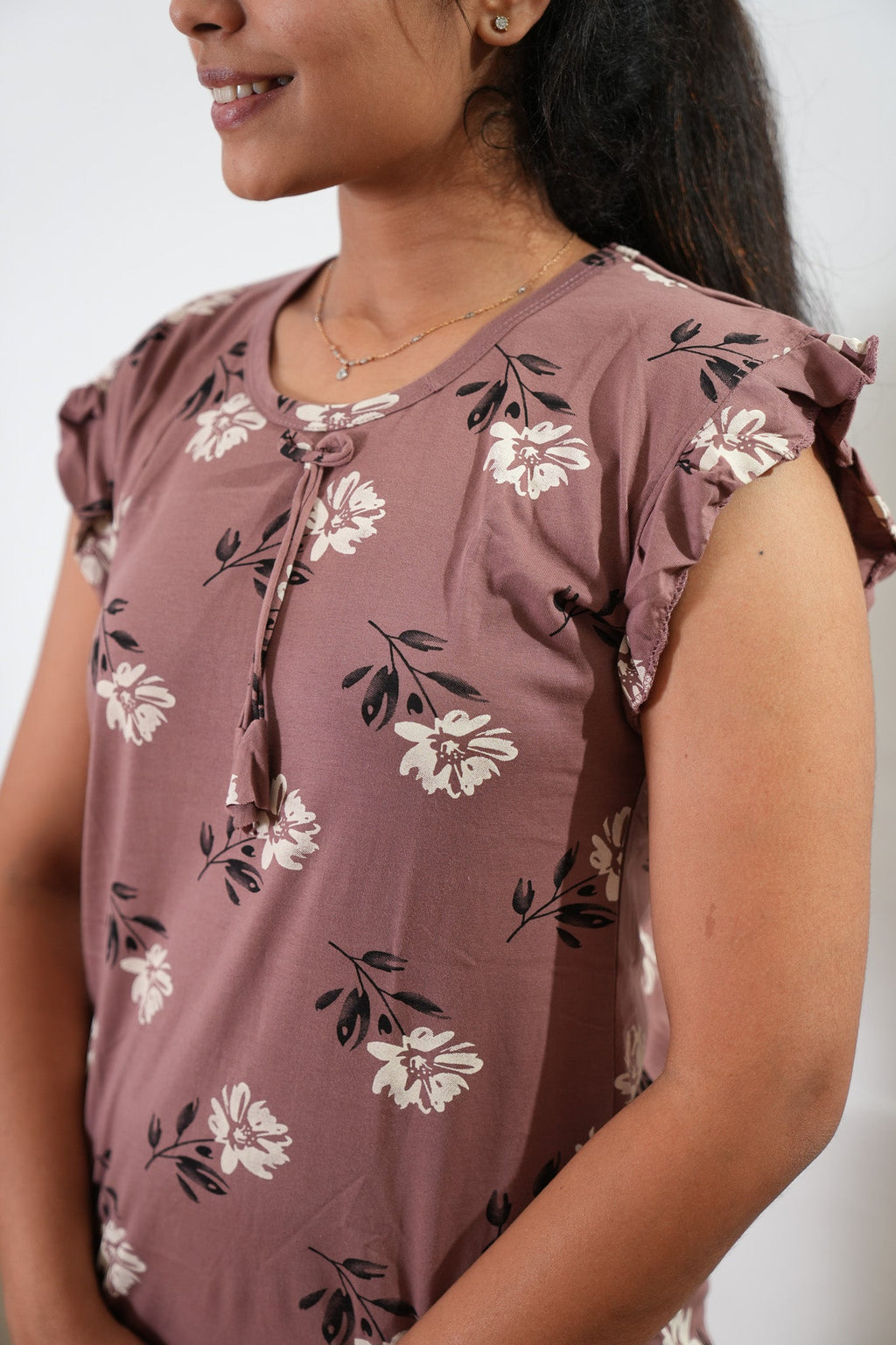 Mauve knitted cotton nighty