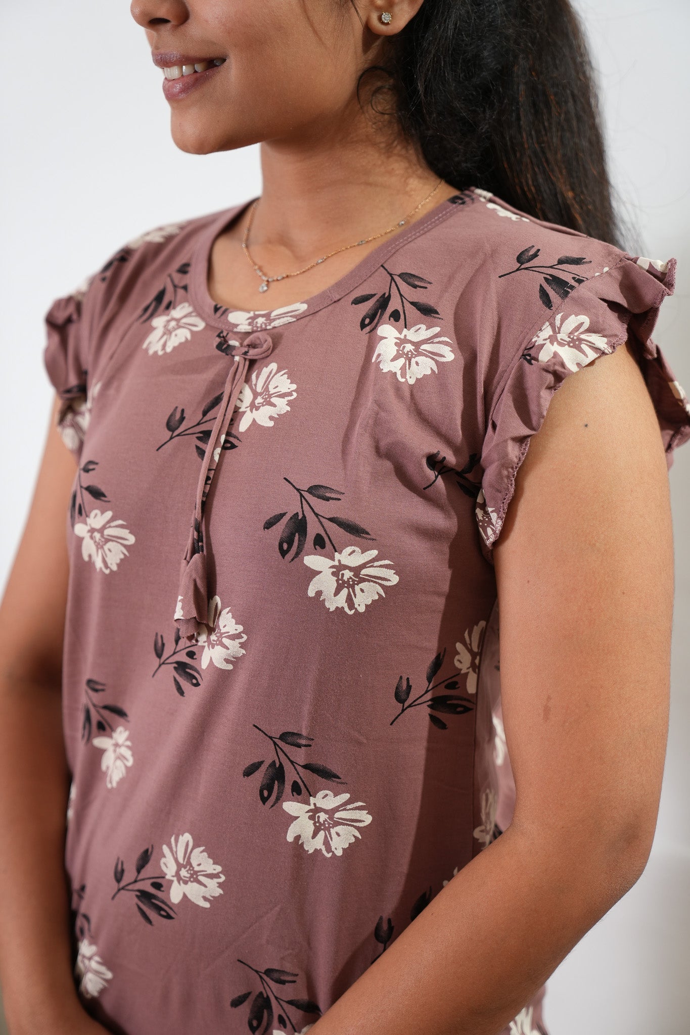 Mauve knitted cotton nighty