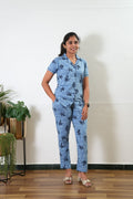 Azure knitted cotton night suit