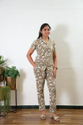 Sand knitted cotton night suit