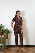 Brown knitted cotton night suit