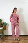 Short top cotton co-ords set - Mauve
