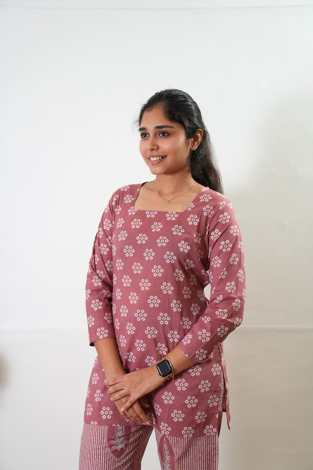 Short top cotton co-ords set - Mauve