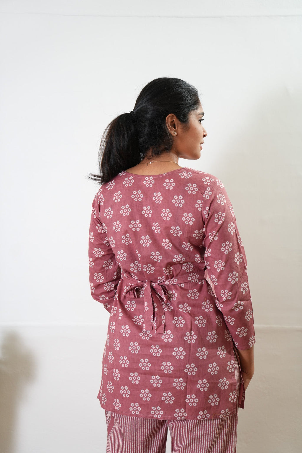 Short top cotton co-ords set - Mauve
