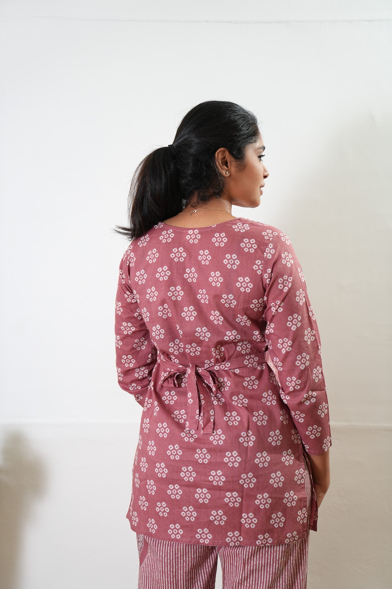Short top cotton co-ords set - Mauve