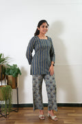 Short top cotton co-ords set - Navy
