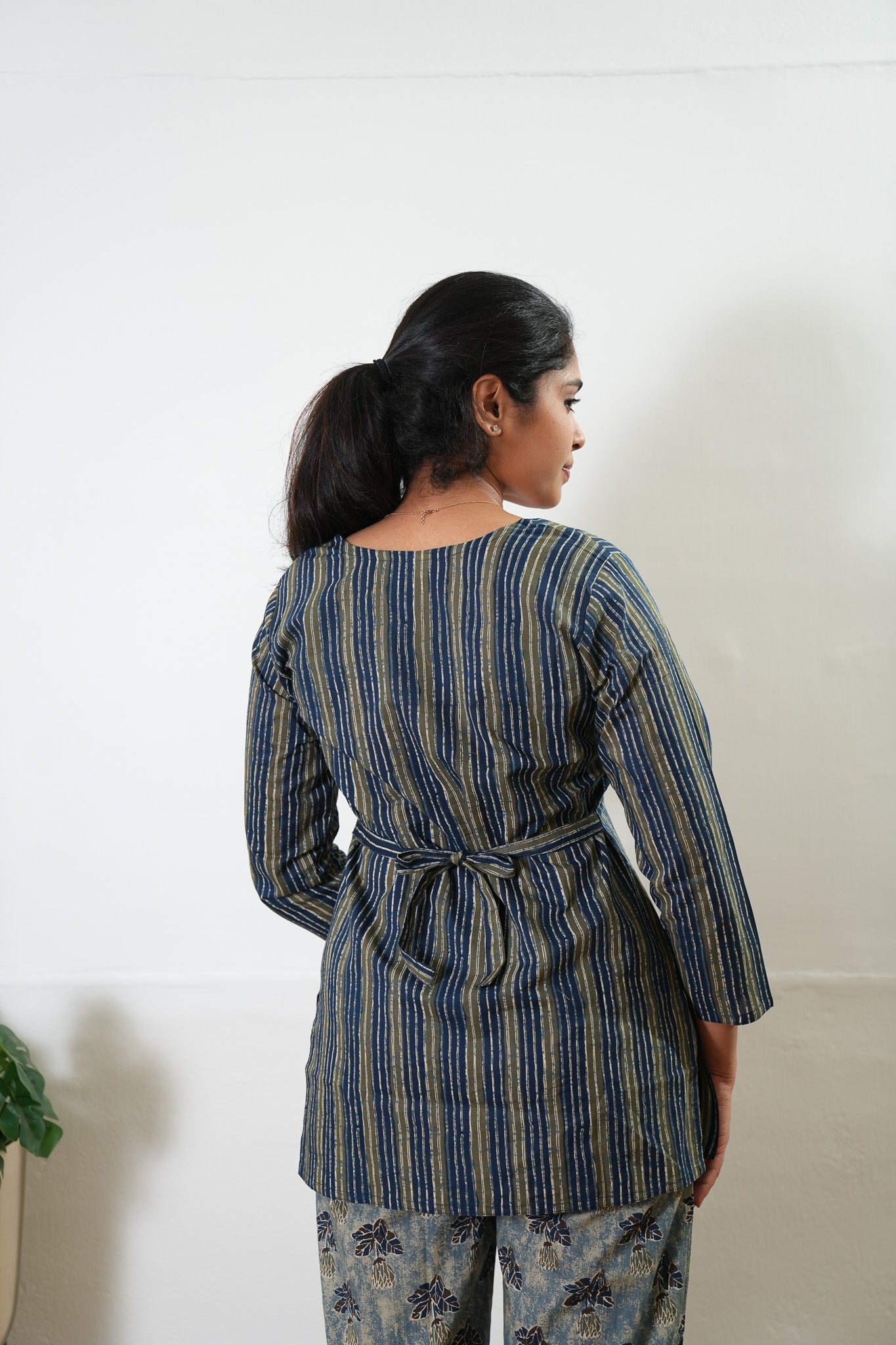 Short top cotton co-ords set - Navy
