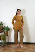 Short top cotton co-ords set - Mustard
