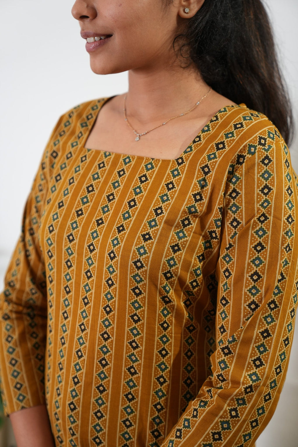 Short top cotton co-ords set - Mustard