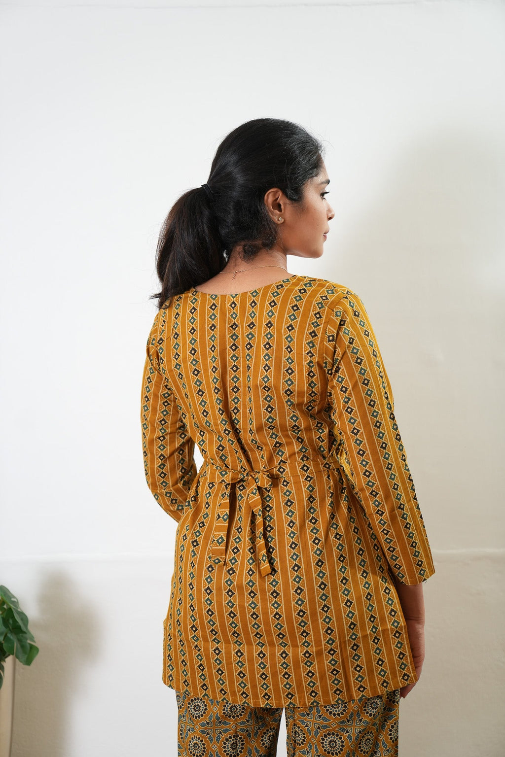 Short top cotton co-ords set - Mustard