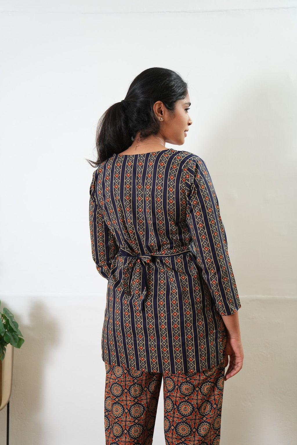 Short top cotton co-ords set - Dark blue