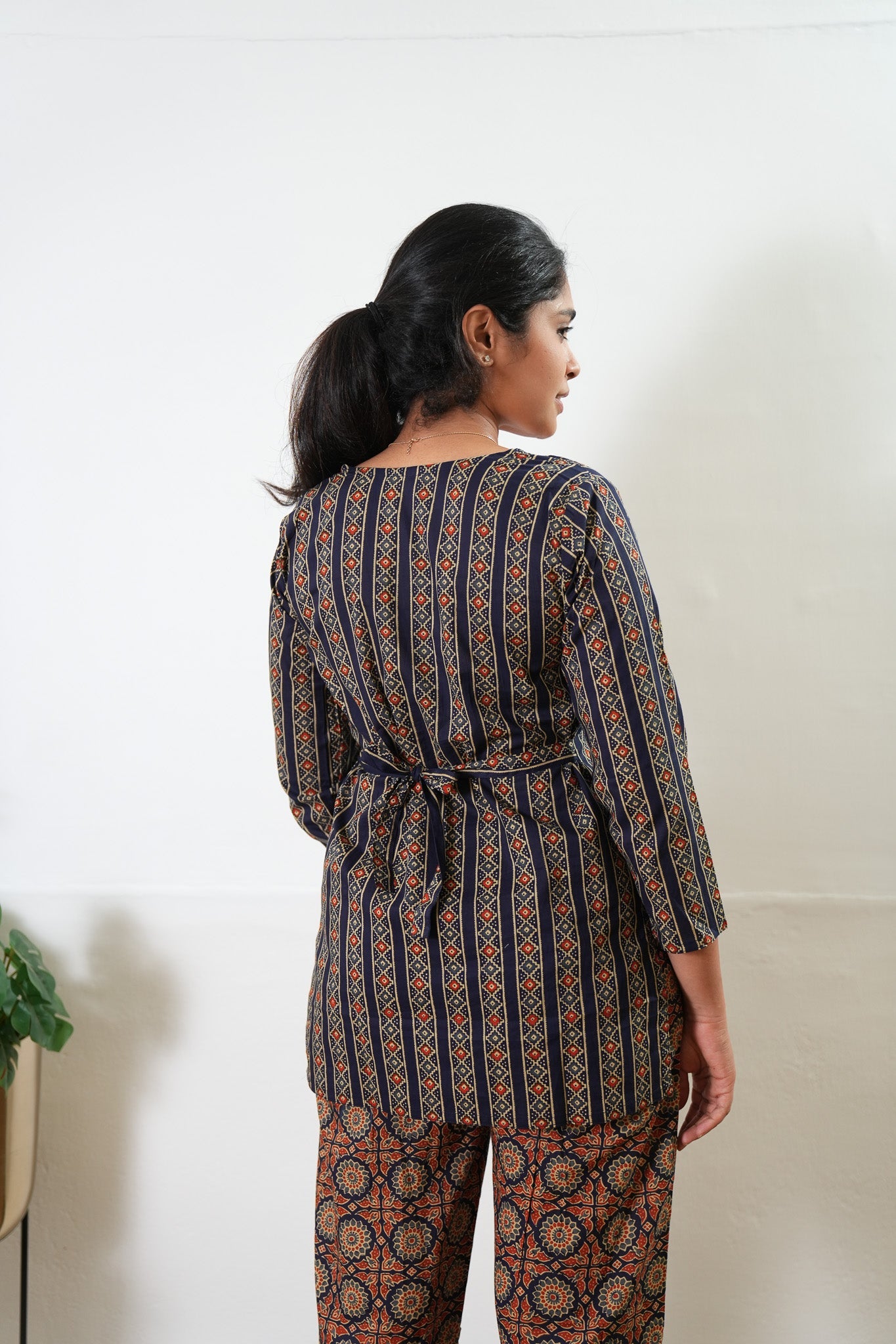 Short top cotton co-ords set - Dark blue