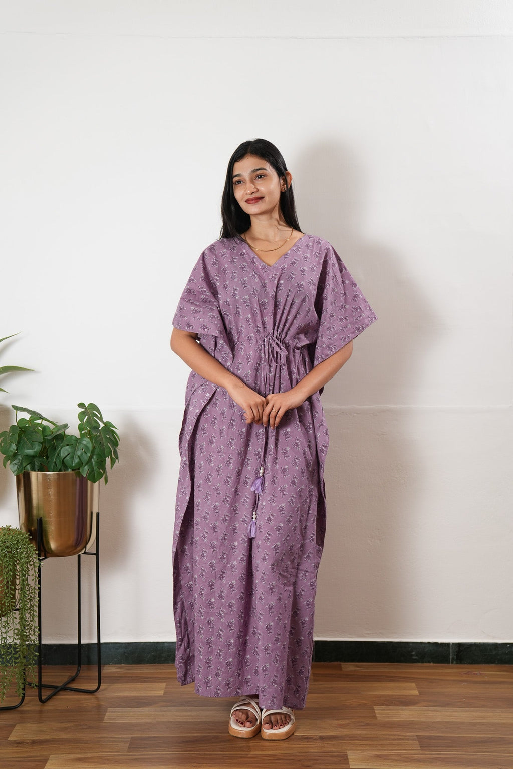 Lavender butta cotton kaftan