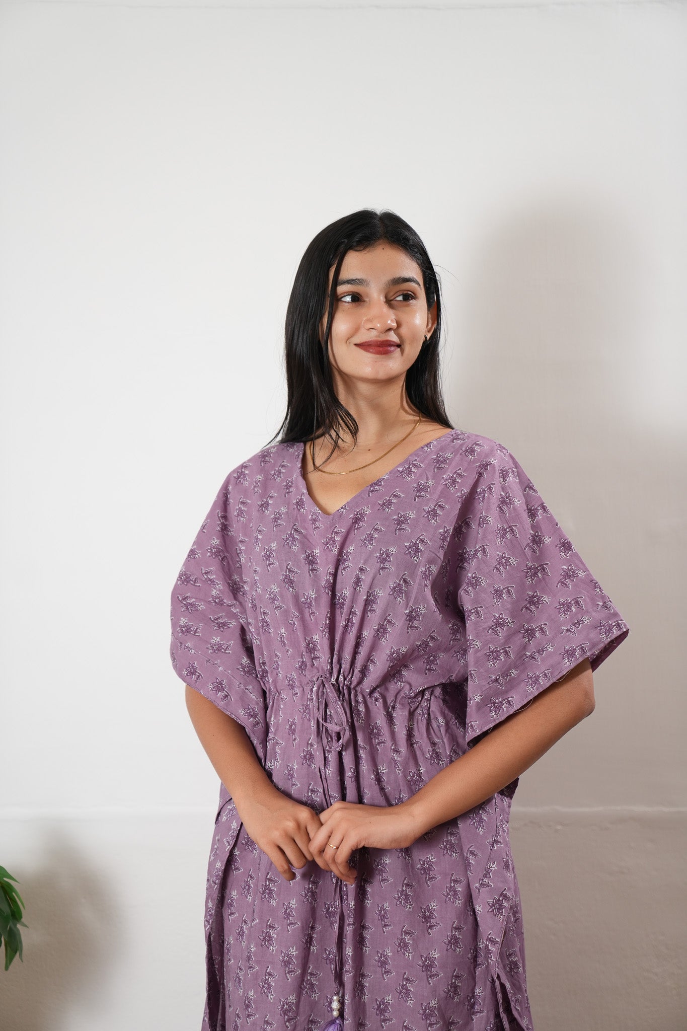Lavender butta cotton kaftan