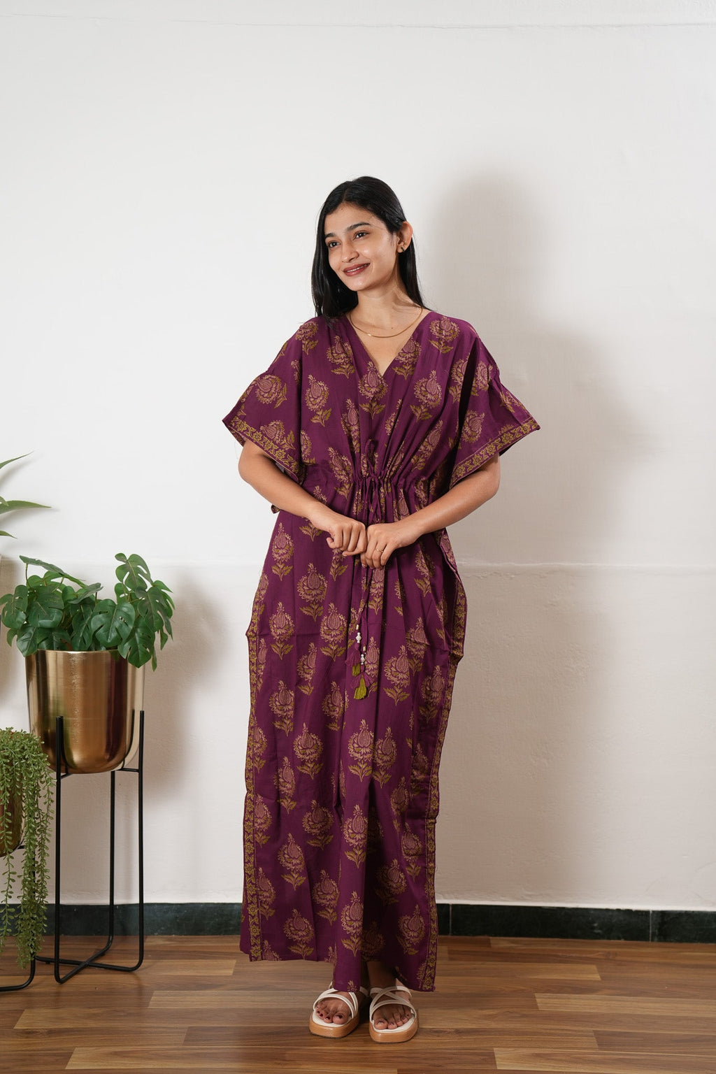 Magenta pomegranate cotton kaftan