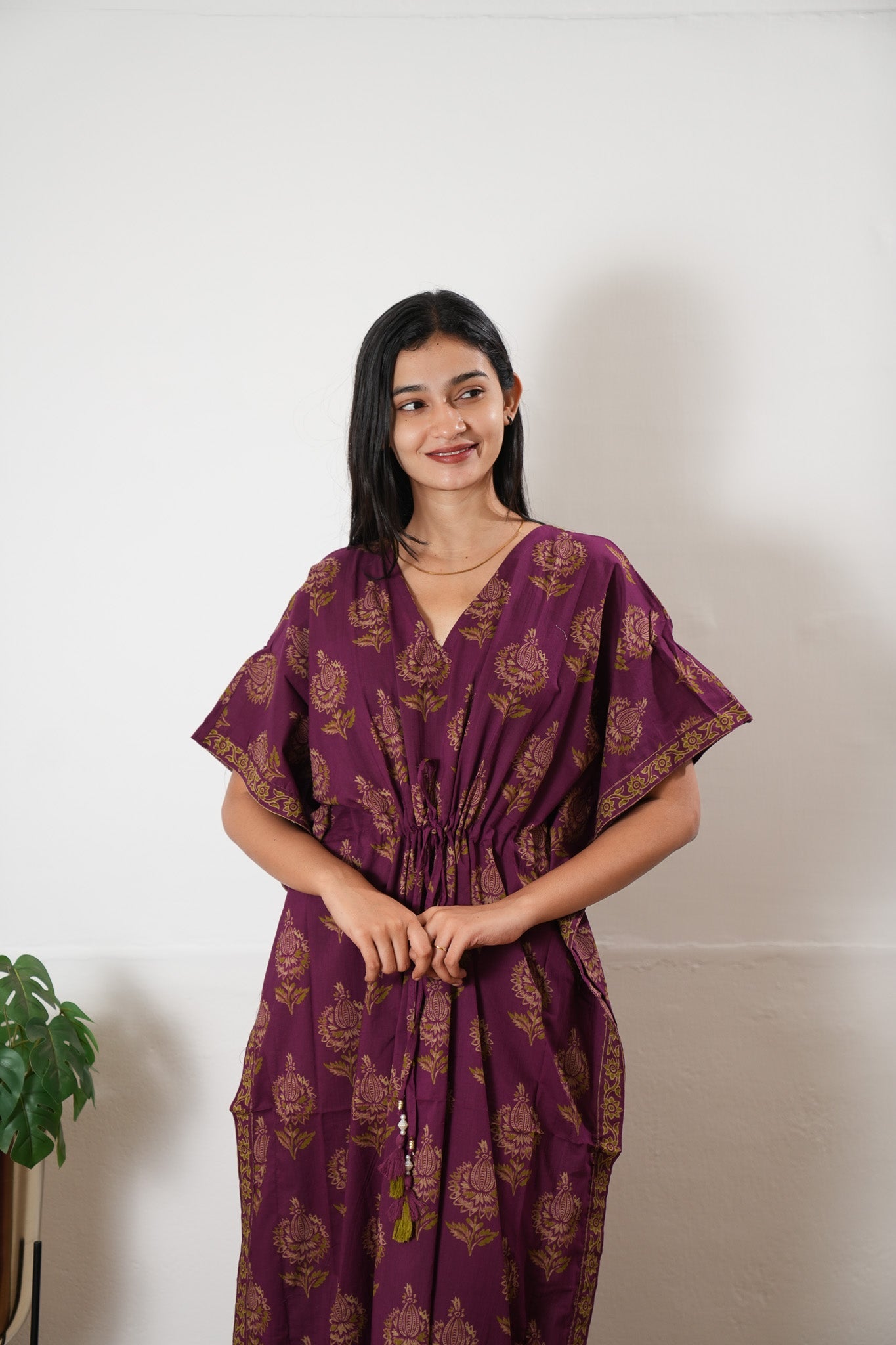 Magenta pomegranate cotton kaftan