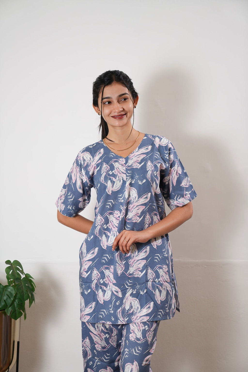 Powder blue cotton lounge sleep wear