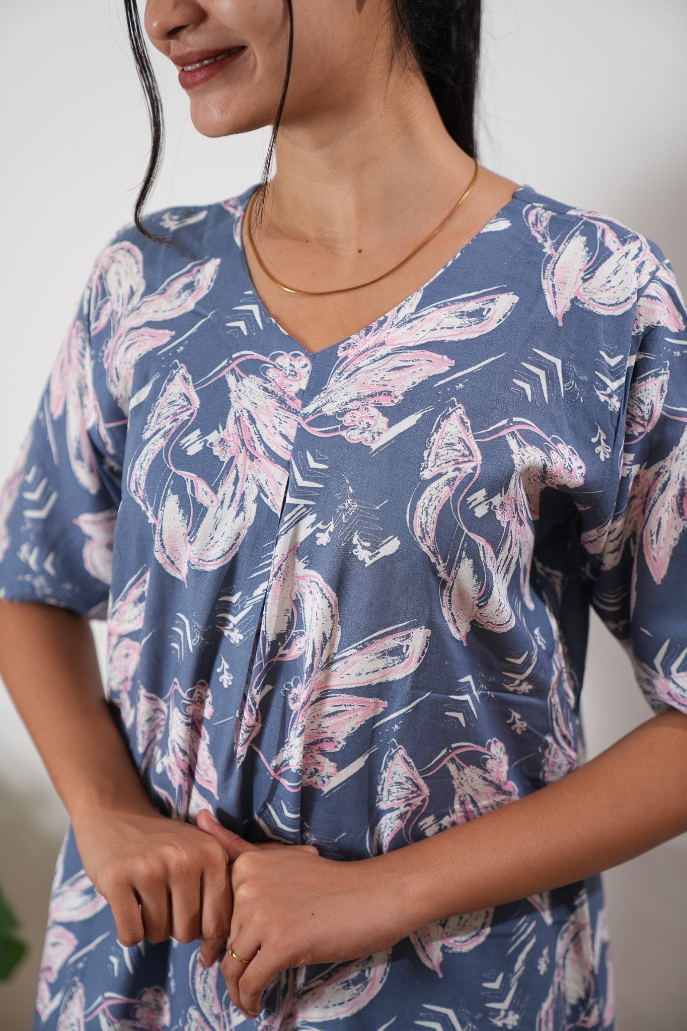 Powder blue cotton lounge sleep wear