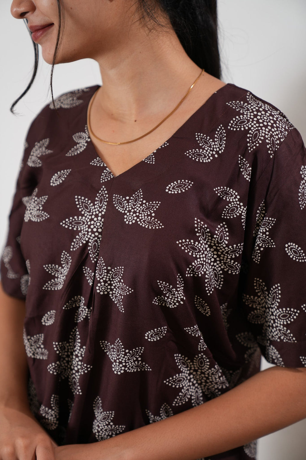 Brown floral cotton lounge sleep wear