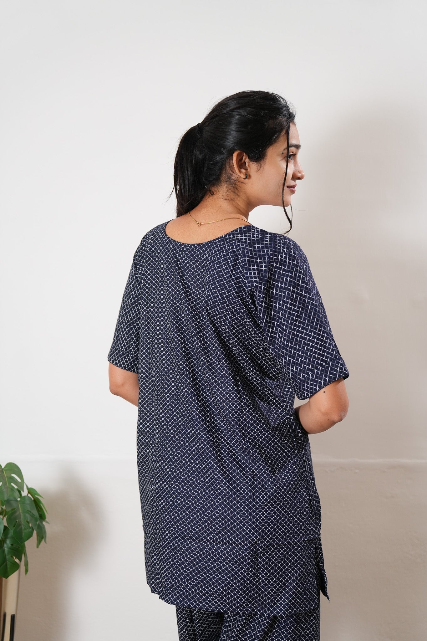 Navy checks cotton lounge sleep wear