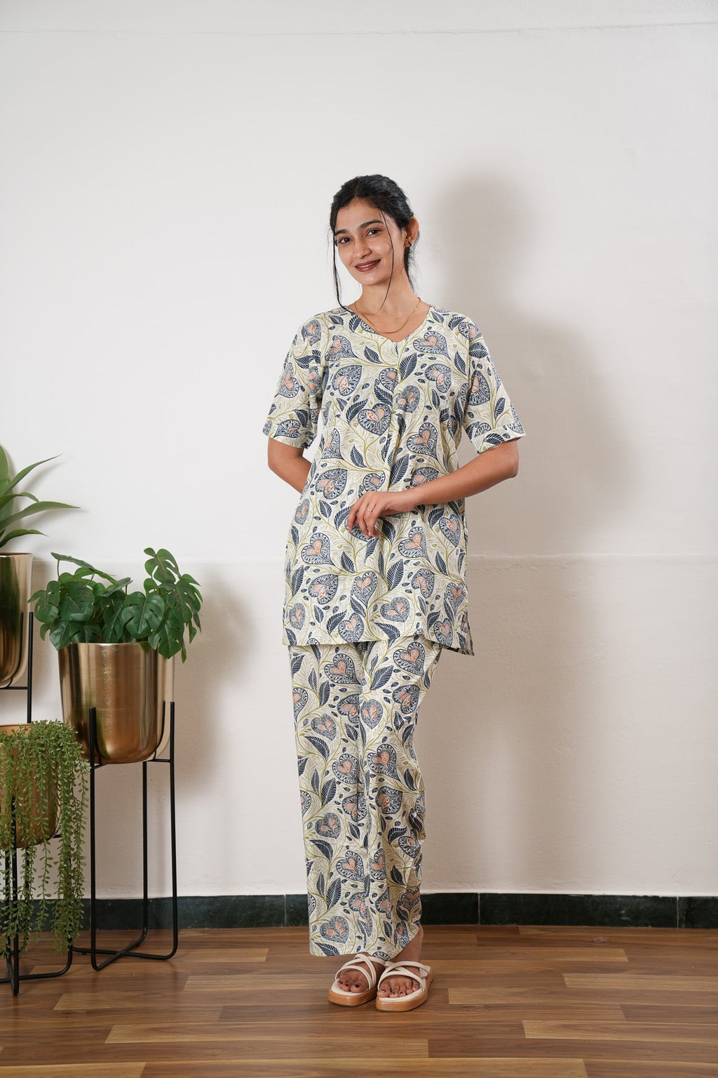 White heart cotton lounge sleep wear
