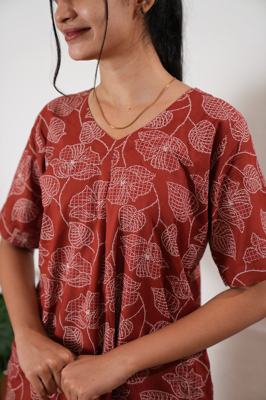Deep maroon cotton lounge sleep wear