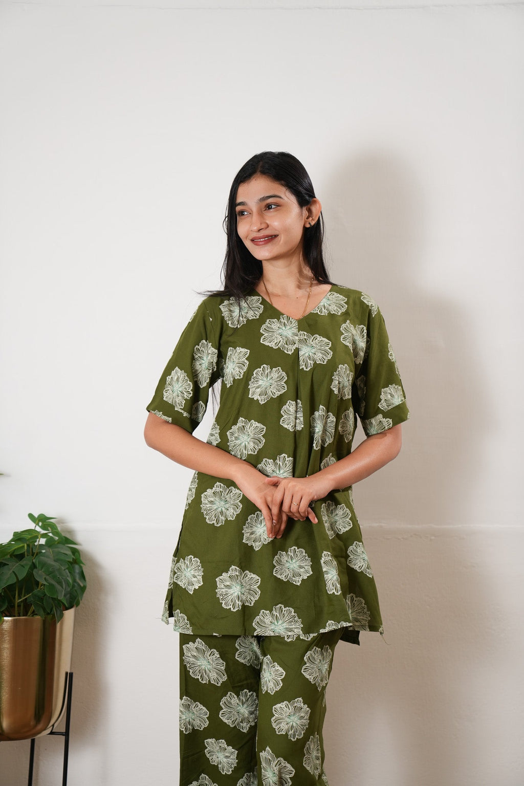 Olive cotton lounge sleep wear