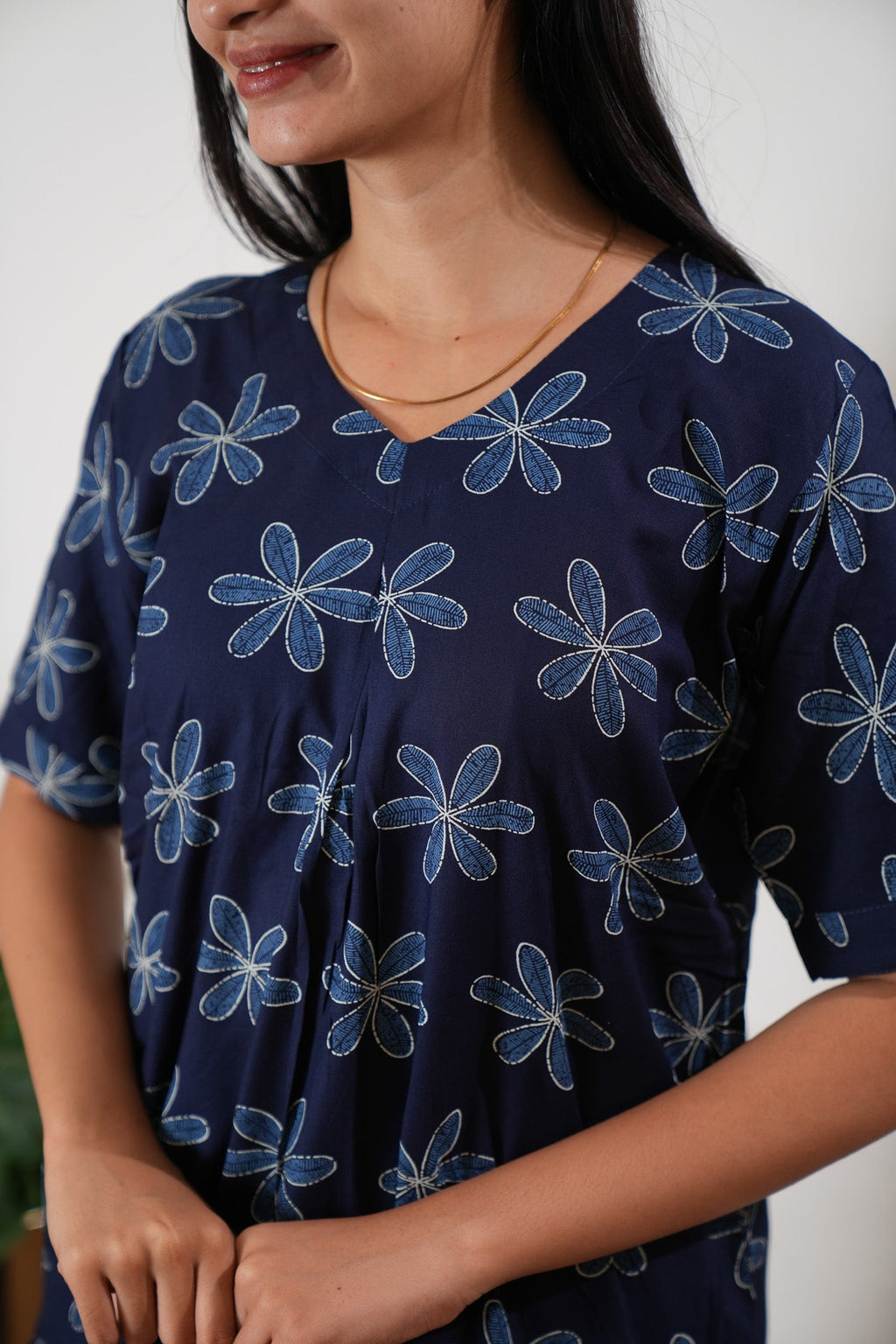 Navy jasmine cotton lounge sleep wear
