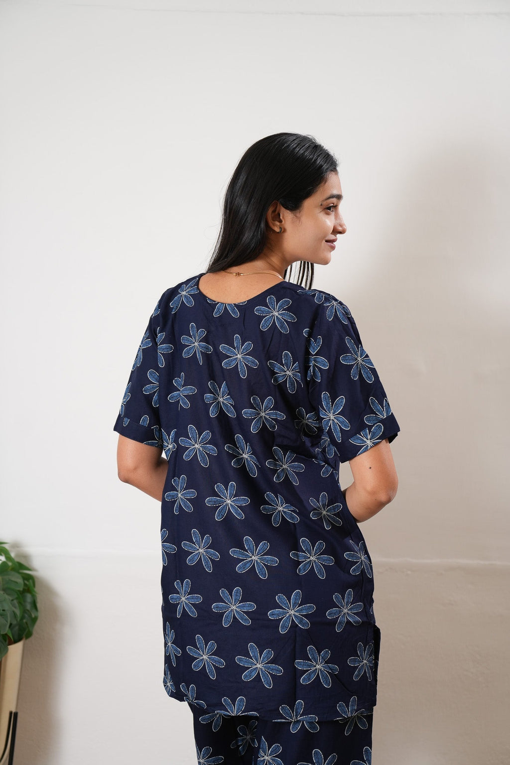 Navy jasmine cotton lounge sleep wear