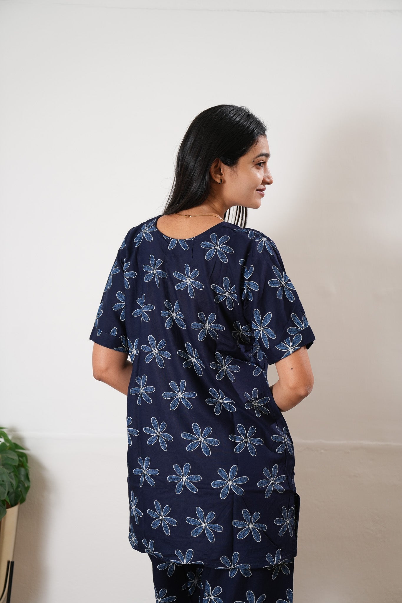 Navy jasmine cotton lounge sleep wear