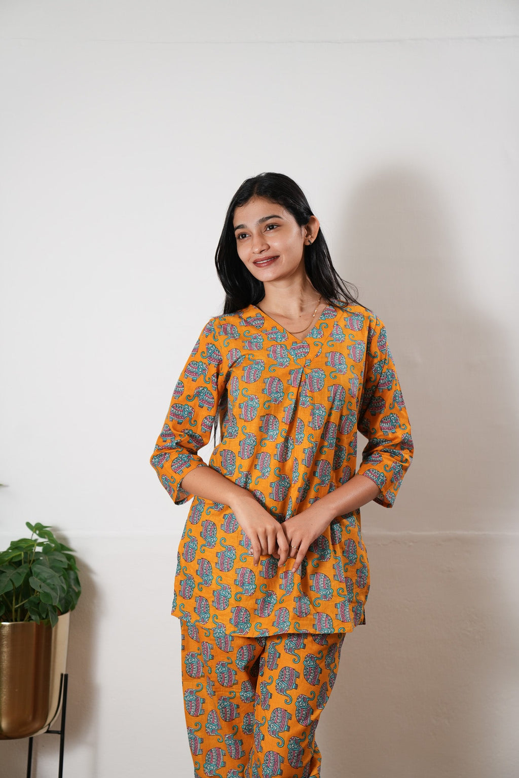 Orange elephant cotton lounge sleep wear