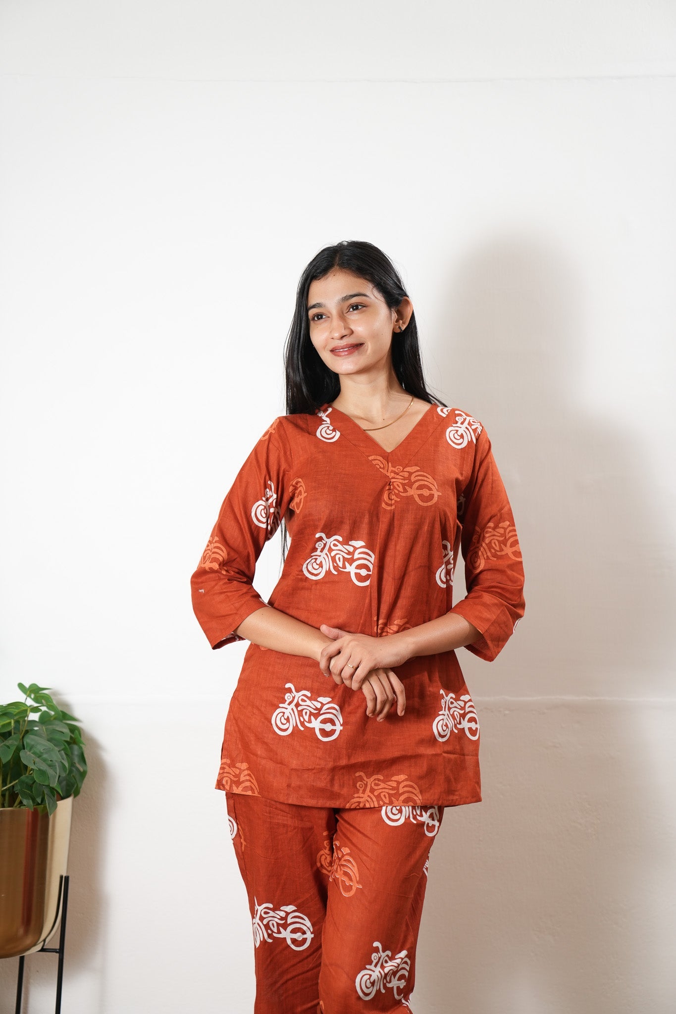 Rust orange bicycle cotton lounge sleep wear