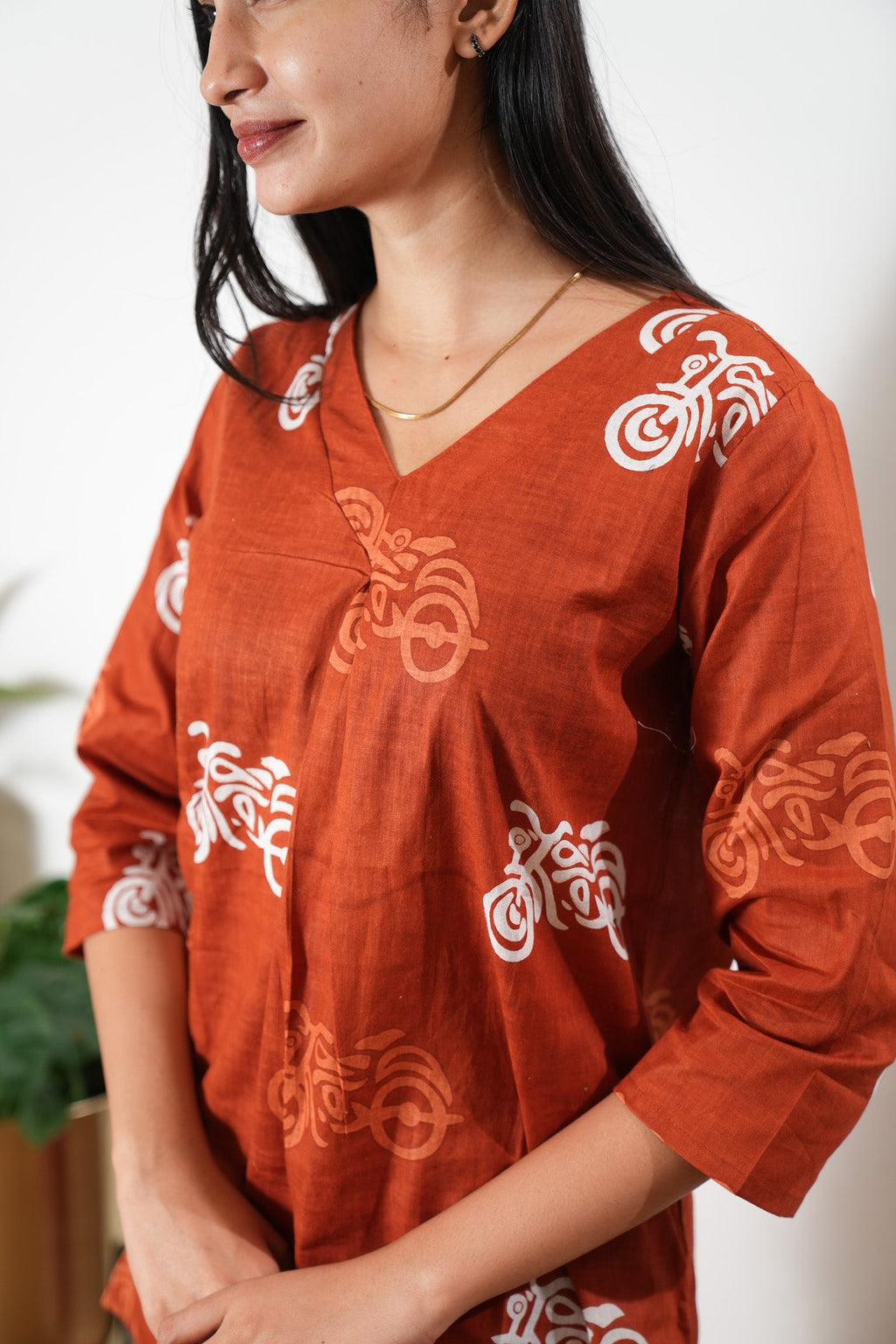 Rust orange bicycle cotton lounge sleep wear