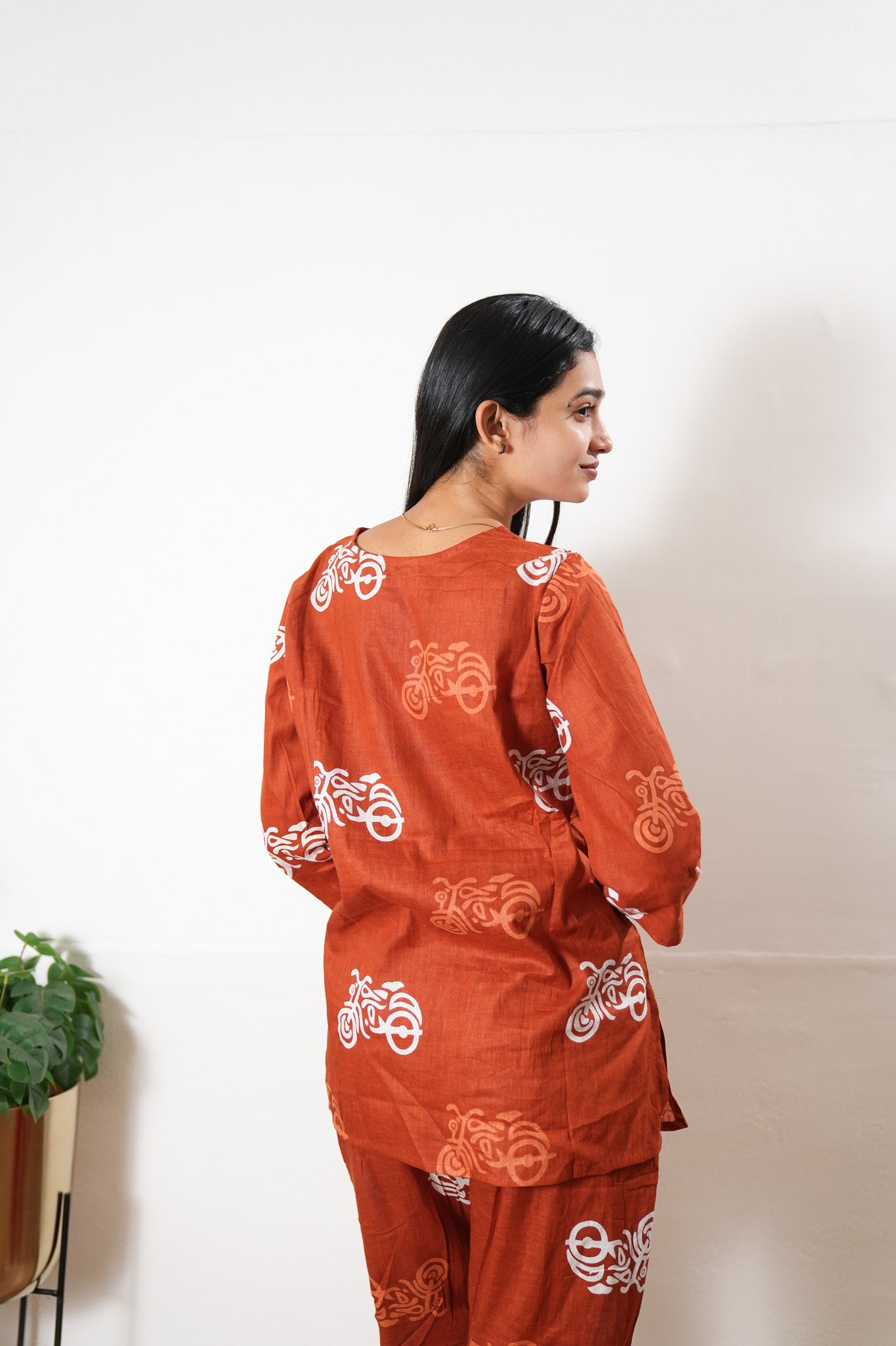Rust orange bicycle cotton lounge sleep wear