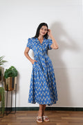 Cloud button down cotton midi dress