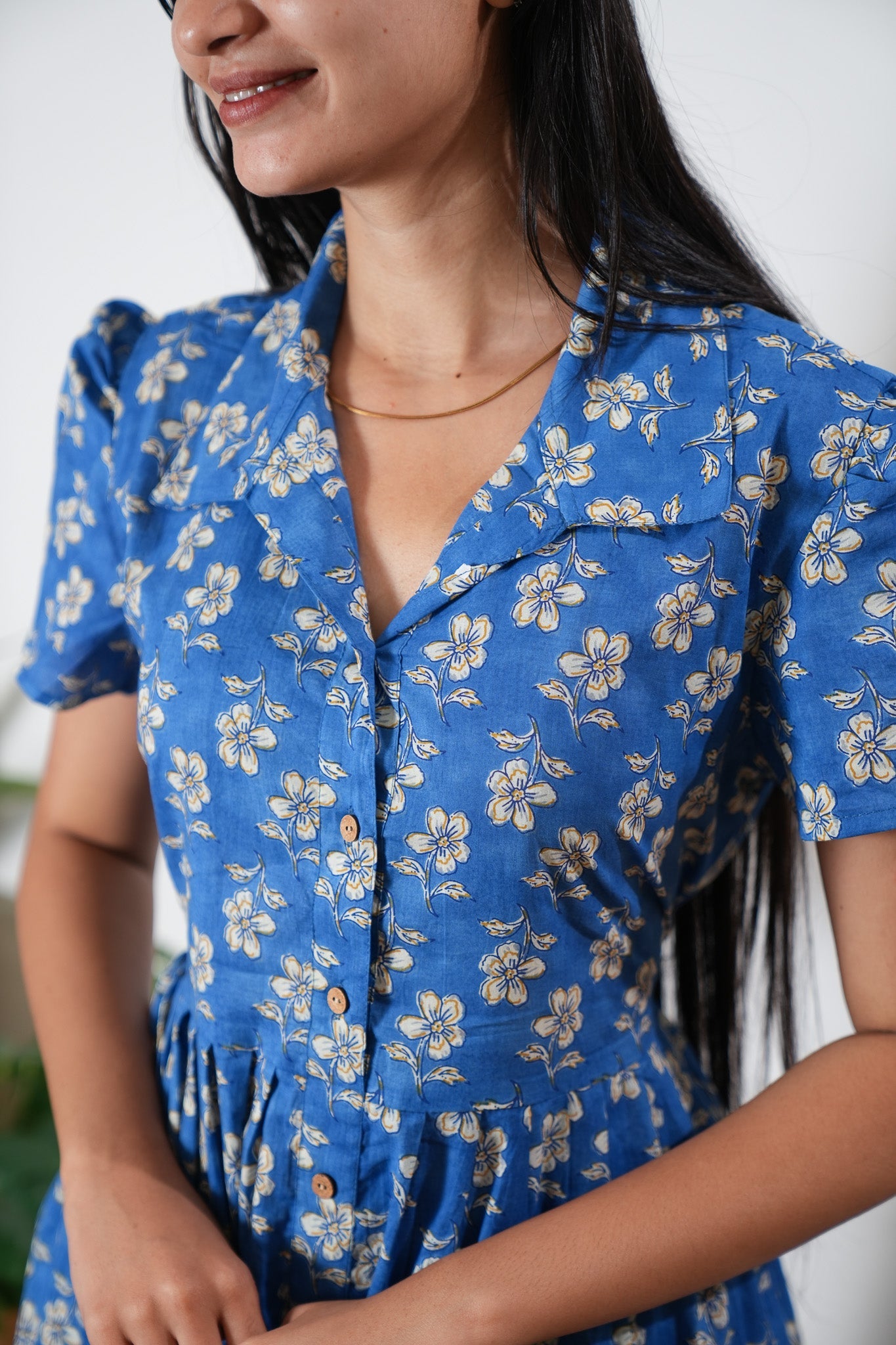 Cloud button down cotton midi dress