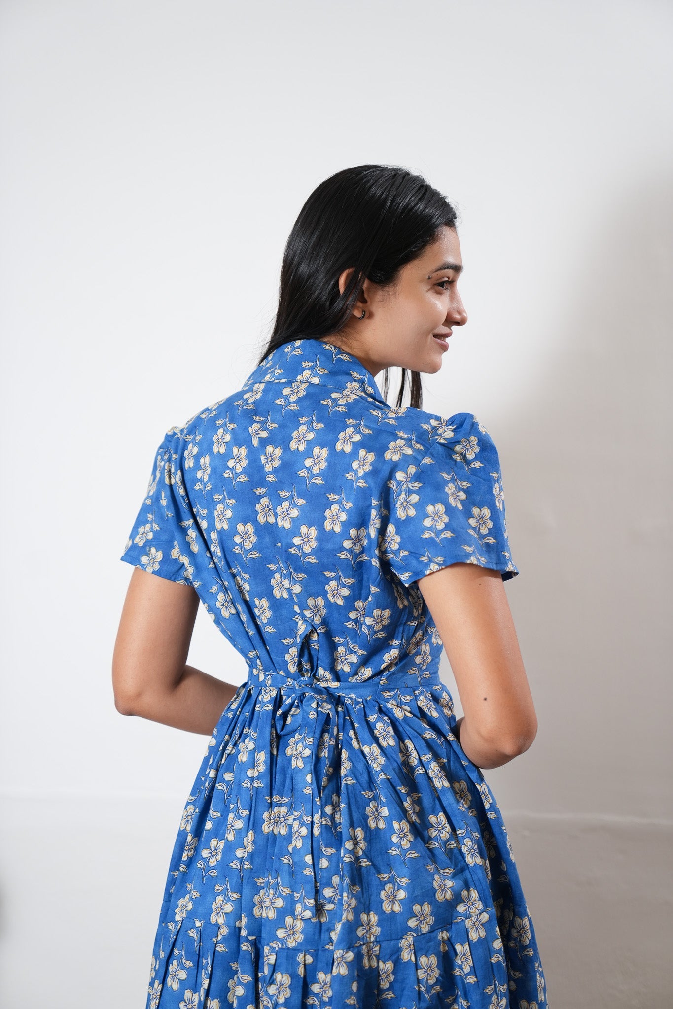 Cloud button down cotton midi dress