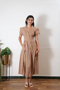 Sandal button down cotton midi dress