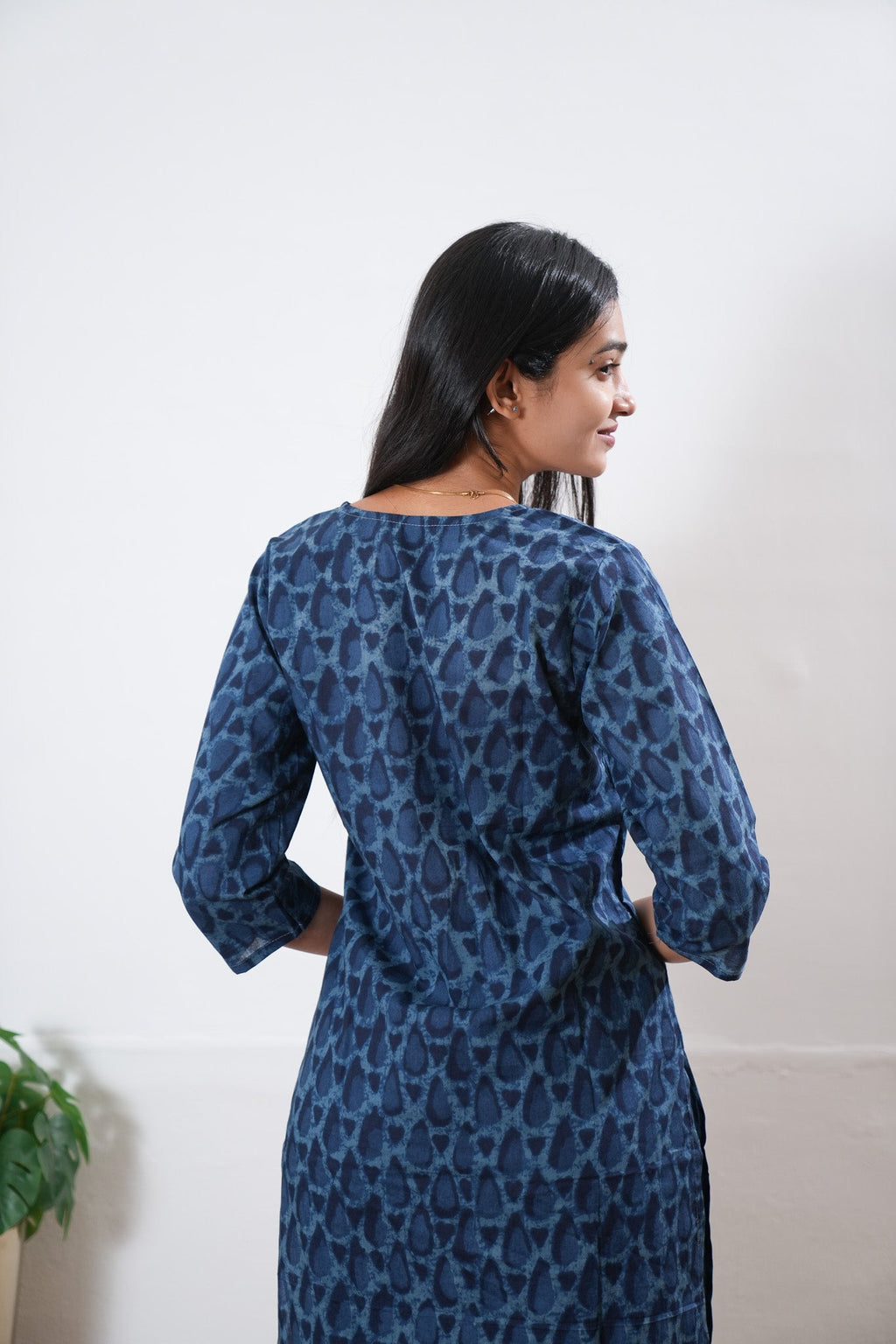 Indigo tie and dye round neck cotton co-ords set