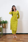Lemonade round neck cotton co-ords set