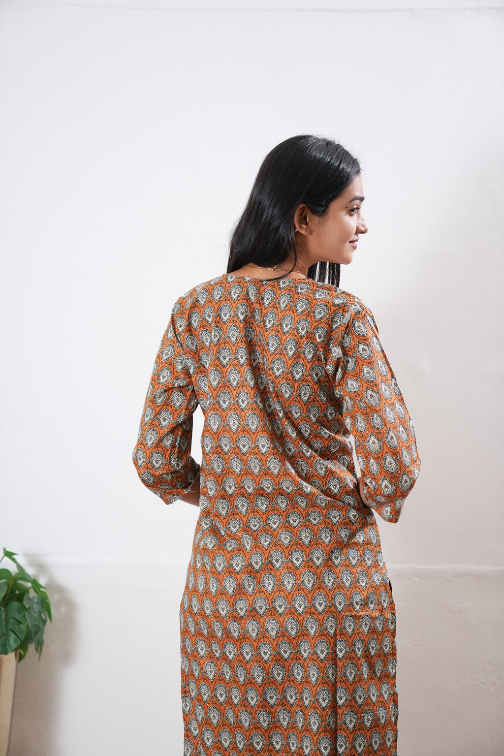 Orange round neck cotton co-ords set