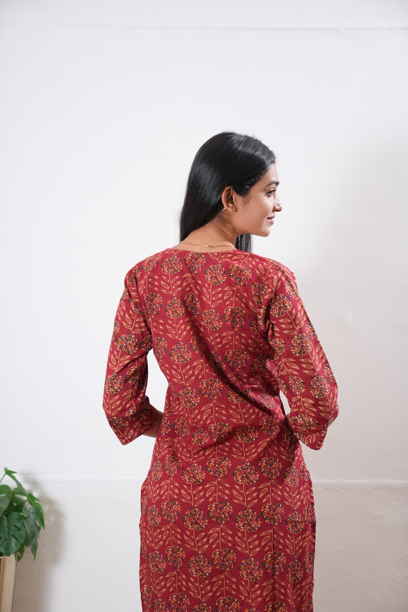 Red round neck cotton co-ords set