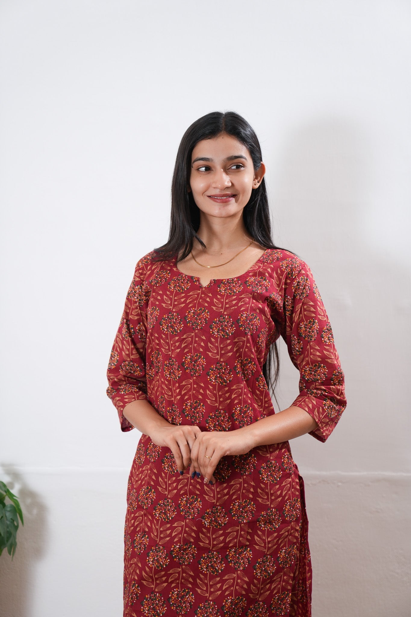 Red round neck cotton co-ords set