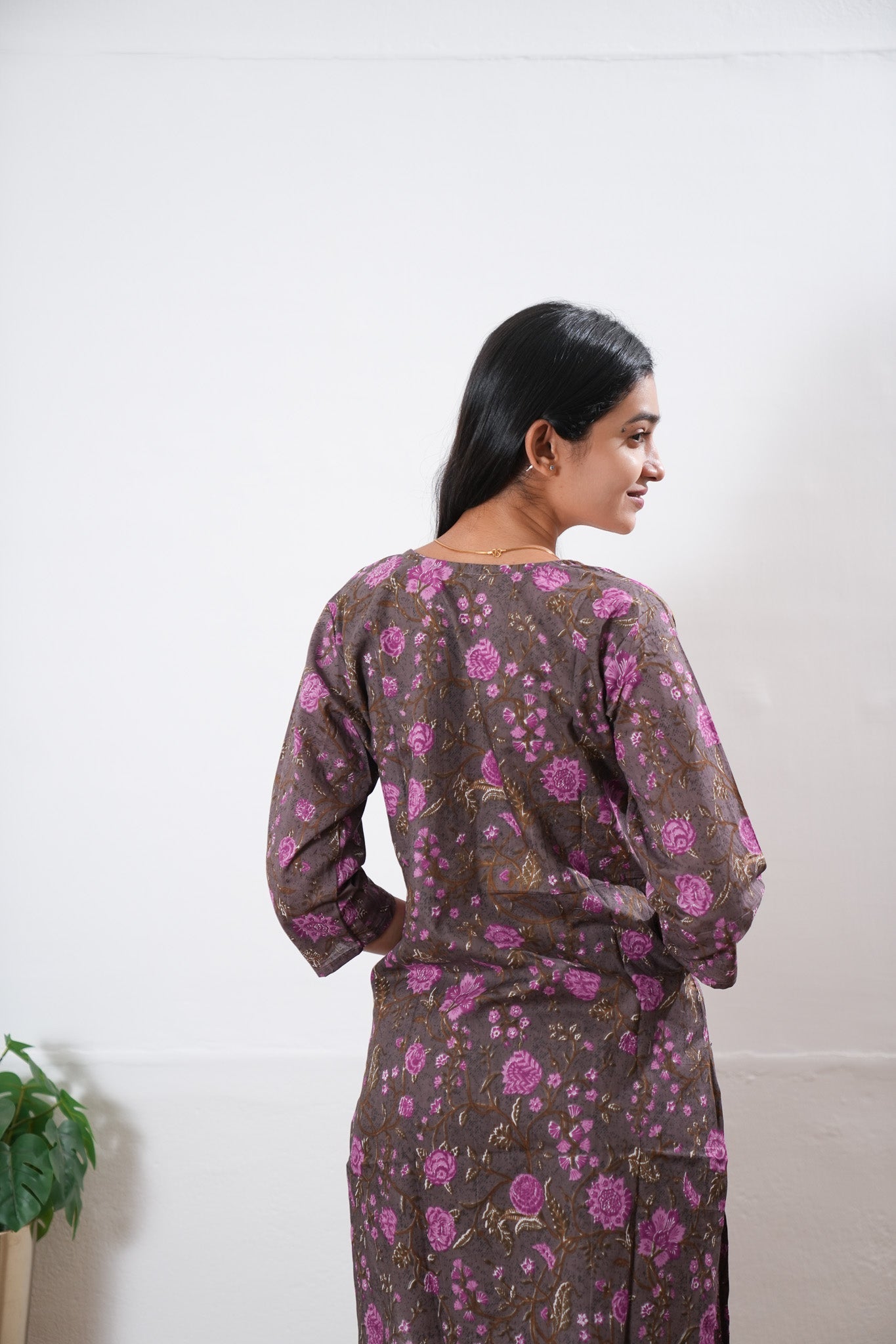 Grey round neck cotton co-ords set