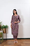 Grey round neck cotton co-ords set