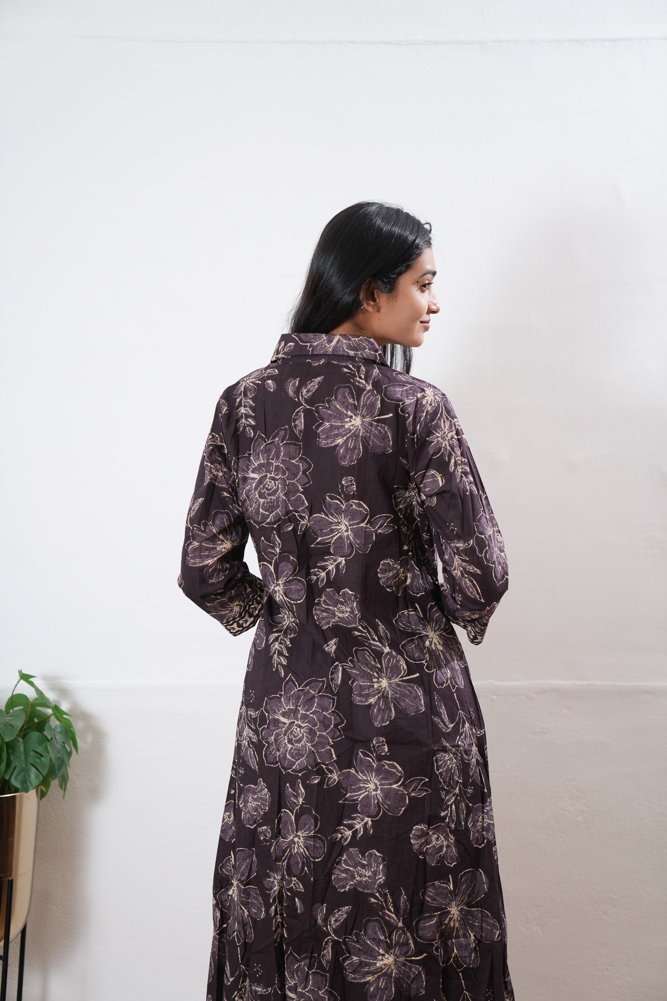 Grape overcoat cotton midi dress