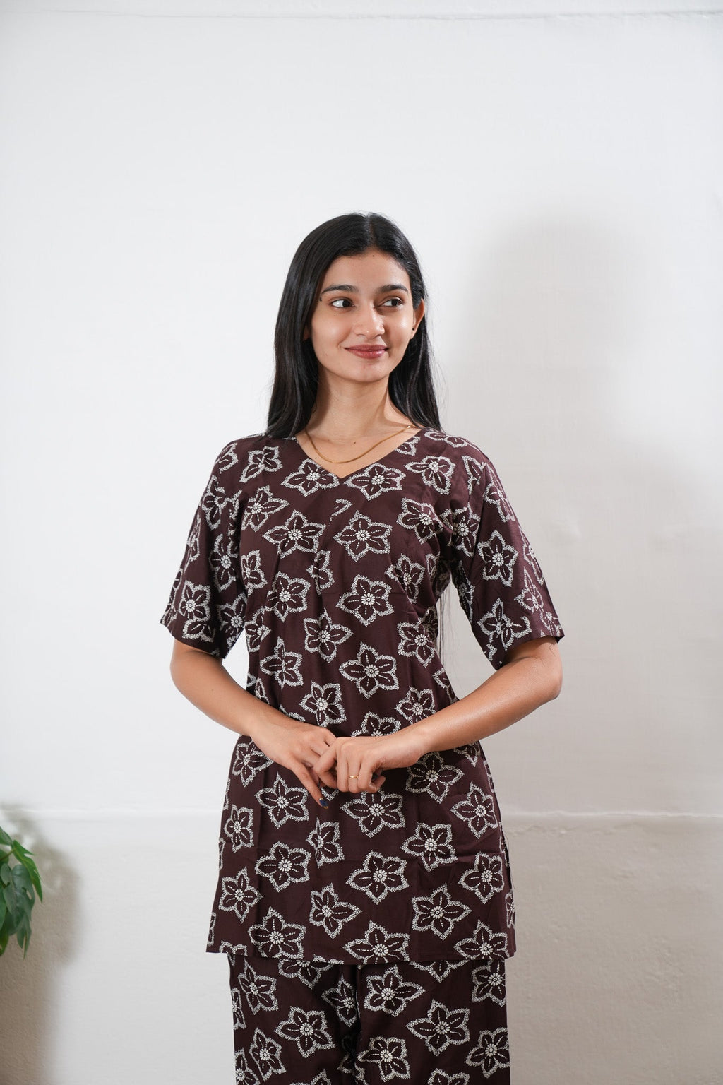 Chocolate brown cotton lounge sleep wear