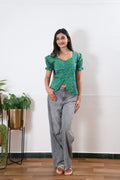 Turquoise button down cotton top
