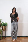 Black button down cotton top